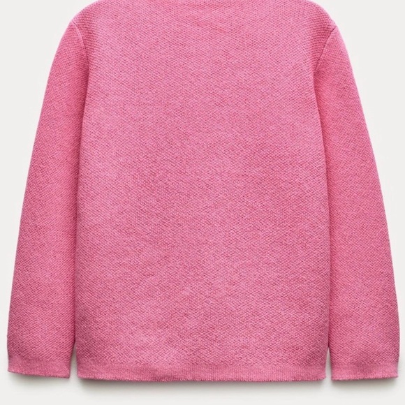 Zara Vibrant Pink Knit Cardigan with Gold Accents - Picture 4 of 4